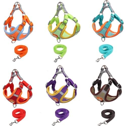 2021NEW! Reflective Dog Harness Vest Training Puppy Soft Suede Pet Harness With Leash for Dogs Cats Breathable Adjustable Collar