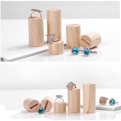 5 Pcs Wooden Ring Jewelry Display Rack Organizer Stand Cone Shape Holder