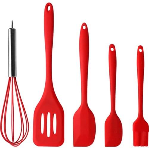 5pcs Silicone Non-Stick Spatulas Shovel Eggbeater Brush Cooking Tool Utensil Set Kitchen Cooking Tool