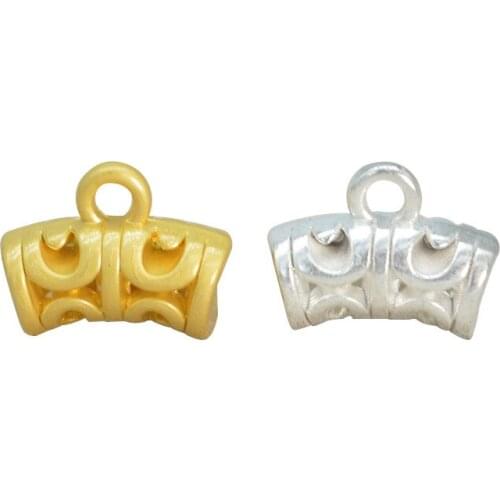 50 PCS 6*12.5mm Dumb Gold/Silver Color Bail Beads Metal Alloy 3mm Tube Pendant Connector For Bracelet Necklace Jewelry Making