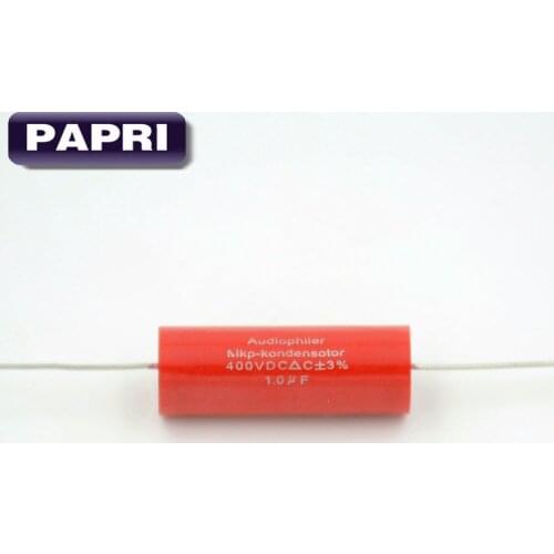 PAPRI 50PCS Audiophiler Axial MKP 1UF 400VDC HIFI DIY Audio Grade Capacitor For Tube Guitar Amplifier