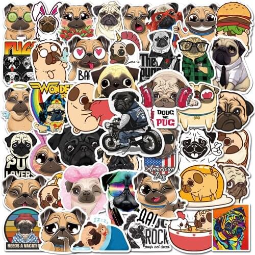 50pcs Pack Cute Dog Shar Pei Stickers Animal PVC Stickers Skateboard Guitar Laptop Luggage Car Funny Graffiti Toys