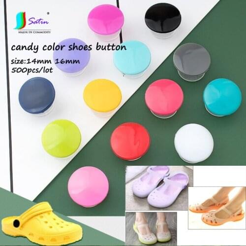 500pcs Wholesale 14mm 16mm Candy Color Shoes Button Creative Decoration Shoelace Sandals Shoes Side Slippers Button Accessories
