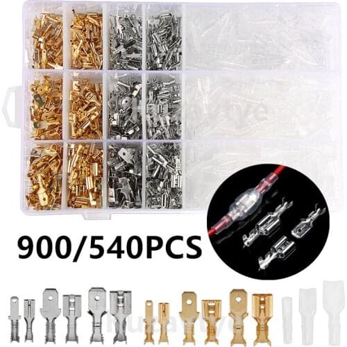 900/540/360Pcs Insulated Electrical Wire Crimp Terminals 2.8/4.8/6.3mm Spade Crimping Connectors Assortment Kit