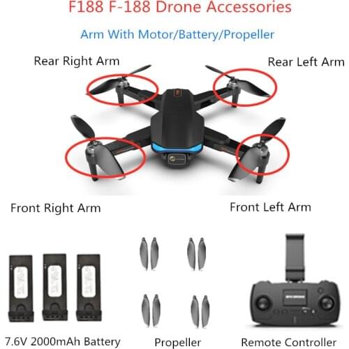 F188 Battery 7.6V 2000MAH Battery/Propeller And Blades Remote Controller For F188 F-188 Accessories F188 Arm Motor Parts