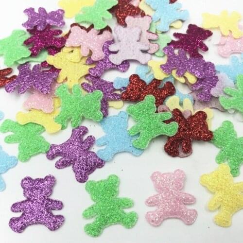 DIY 200X Mixed Colors glitter Sequins Bear Felt Appliques scrapbooking crafts 20mm