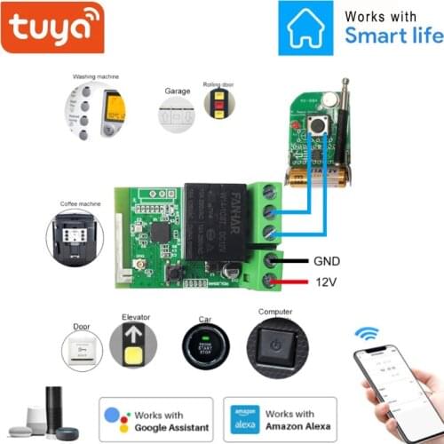 Tuya Smart life APP WiFi Wireless Relay Module Single-way Inching Switch Remote Control Access contr Work With Google Home Alexa