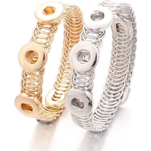 Gold Silver Color Direct Selling Sterling Jewellery Bracelet for Woman Snap Button Jewelry (Fit 12mm 18mm Snap) ZE050