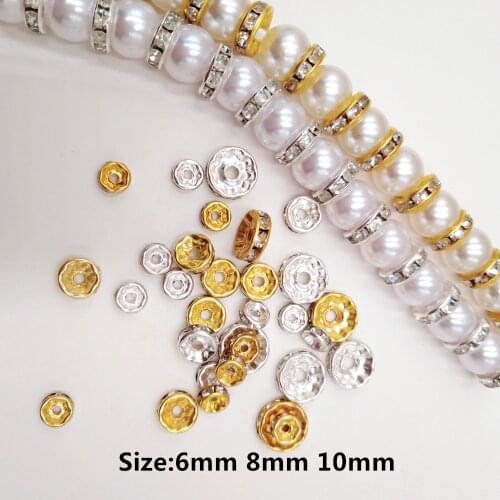 100pcs 6/8/10mm Inlaid Rhinestone Separation Beads Septa fit Bracelets/Necklaces/Earring Fashion Diy Jewelry Making Accessories