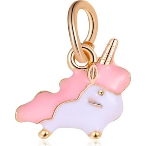1Pcs New Cute Unicorn Pendant DIY Beads Suitable for Original Pandora Charm Bracelet Ladies Jewelry Making Gifts