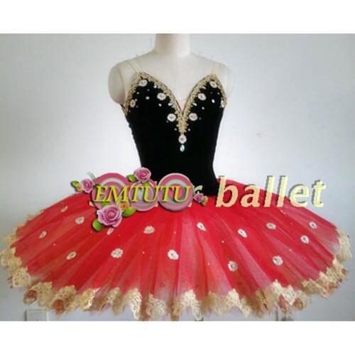 Black Red Pancake Professional Ballet Tutu Dress Women Don Quixote Ballet Stage Costume Ballet Performance Tutus Custom Made