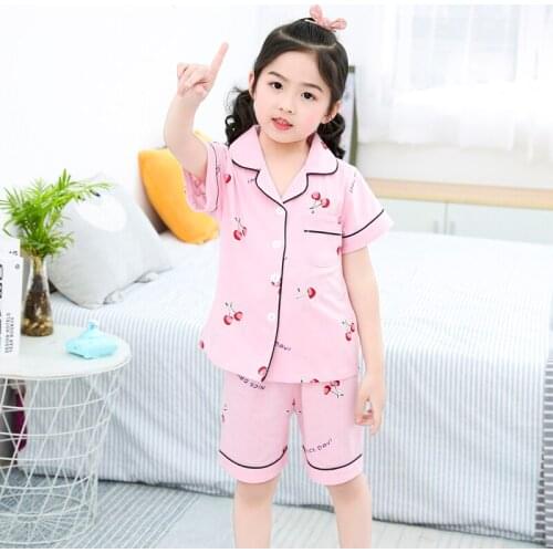 Kids Pajamas 2021 Summer Girls Boys Sleepwear Nightwear Baby Clothes Animal Cartoon Homewear Sets Cotton Childrens Pyjamas
