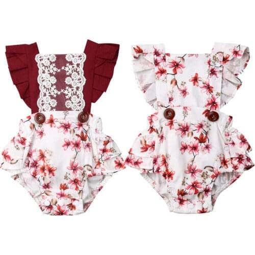 Baby Girl Infant Floral Ruffle Backless Romper Jumpsuit Outfit Sunsuit Summer