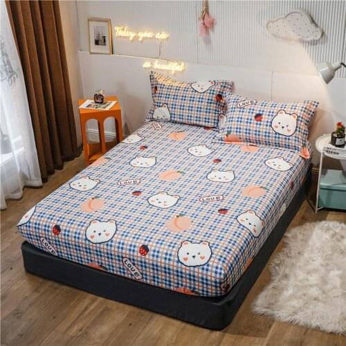 Home Sheet Elastic Fitted Sheet Cotton Bed Linen Bedsheet Double Queen Full Mattress Cover 150x200cm 180x200cm Adult Chilrdren