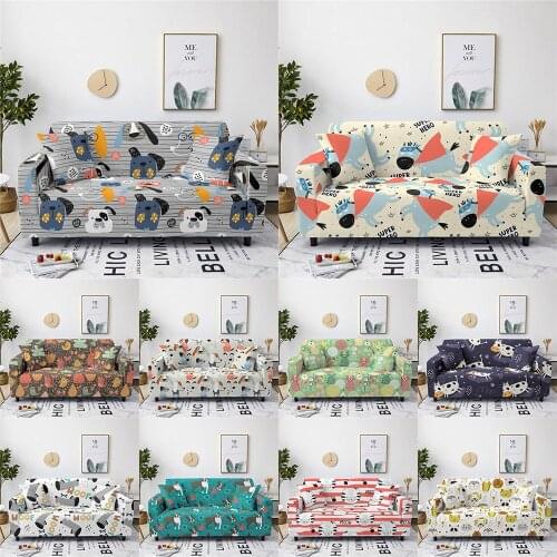 Cartoon Animal Stretch Elastic Sofa Cover Sofa Towel Slip-Resistant Couch Corner Sofa Covers for Living Room L-Style Sofa Case