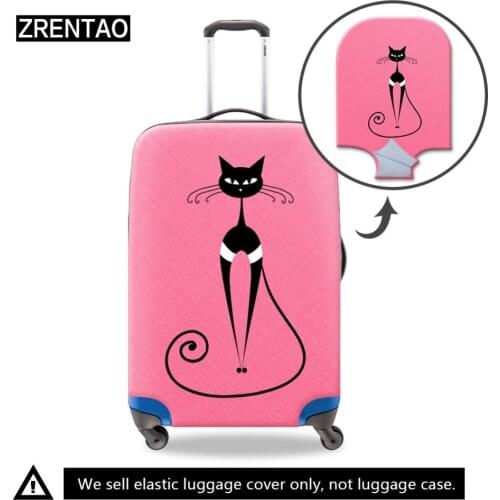 ZRENTAO elastic cartoon cat suitcase cover ladies dirt-proof luggage cover personalized cover for traveling case with zipper