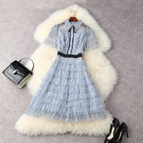 European and American 2021 summer new glittering golden wood ear gauze elegant cake dress