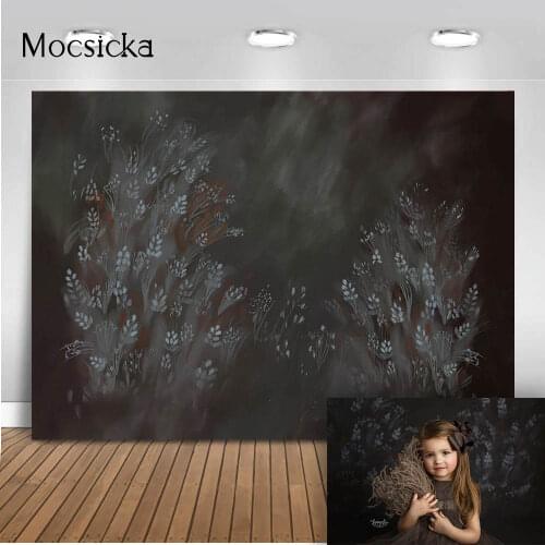 Photography Background Newborn Floral Oil Painting Black Backdrop for Photo Booth Studio Photocall Kids Portrait Backgrounds