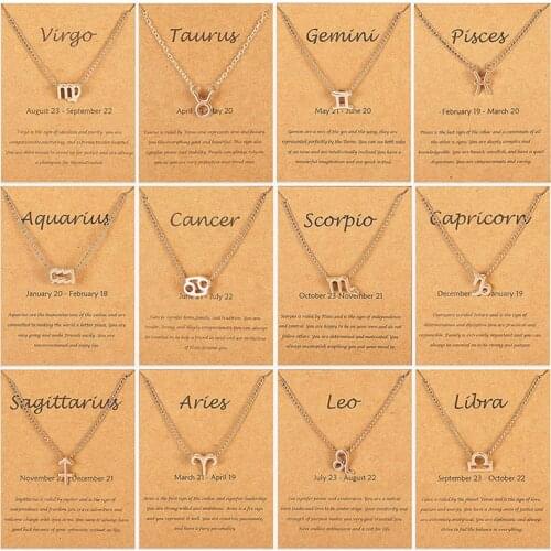 Julie Wang 12 Constellation Necklaces Gold Color Zodiac Sign Pendant For Women Girl Jewelry Birthday Gift