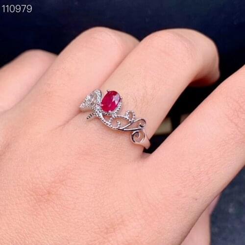New charming natural ruby ring woman 925 sterling silver ring oval natural gem golden color girl birthday gift New year
