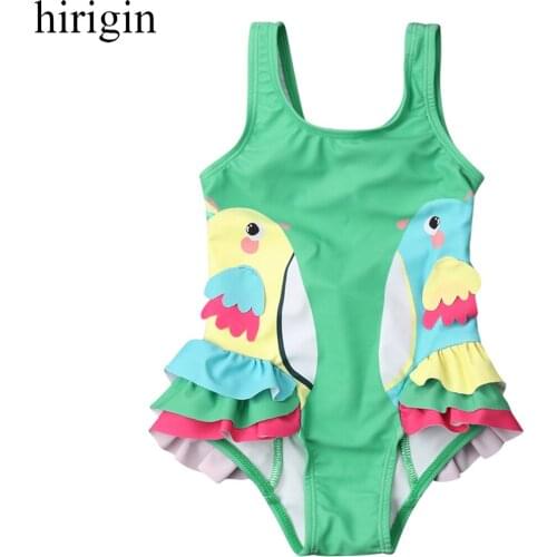 Newborn Infant Baby Girl Cartoon Bird Print Bikini Swimwear Swimsuit Bathing Suit Beachwear