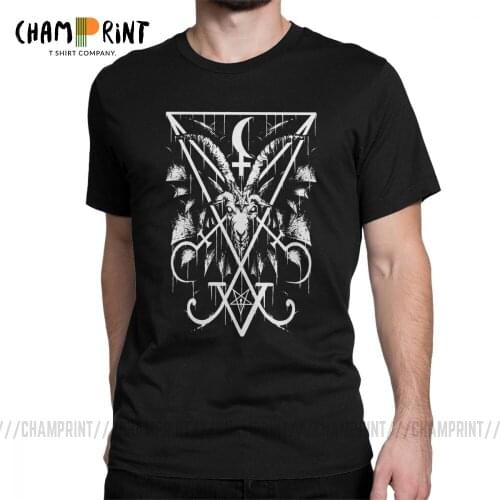 Sigil Of Lucifer And Baphomet Tee Shirt Cool Customized Printed T Shirts for Men Cotton Cool T-Shirts Birthday Present Clothing