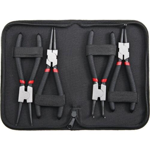 4pcs Circlip Snap Ring Pliers 7" 180mm Long Nose Pliers Retaining Pliers Kit DIY Staight Bent Plier Hand Remover Tool