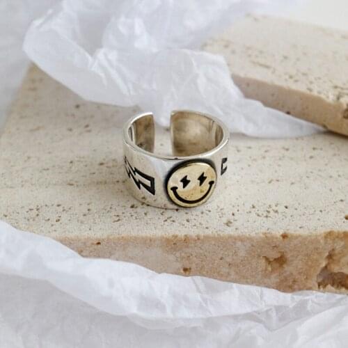 New Charm Smile Face Finger Ring For Women Men Vintage Boho Knuckle Party Rings Punk Jewelry Girls Gift 2020