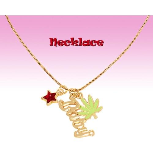 90s Aesthetic Shiny Crystal Star Leaf Letter Necklace for Women Metal Vintage Punk Harajuku Y2K Necklace Charm Jewelry 2021Gifts