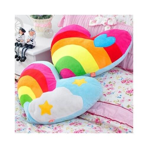 Rainbow Loving Heart Cloud Heart-shaped Couple Fluffy Cushion Soft Plush Pillow Valentines Day Birthday Present Smooth Fabric