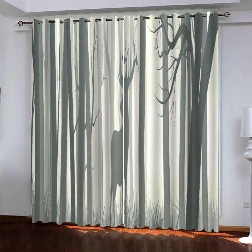 Custom abstract tree curtains 3D Window Curtain Foggy forest Luxury Blackout Living Room office Drapes Cortinas