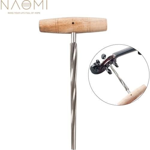 NAOMI Violin Peg Hole Reamer 1:17 Taper Wood Handle+Steel Reamer Spiral Cut Reamer For 3/4 4/4 Violin Luthier Tools
