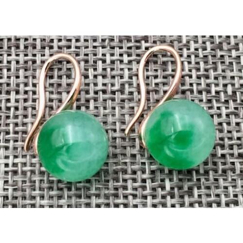 Natural 10mm Green Emerald gem Gold plating Earrings