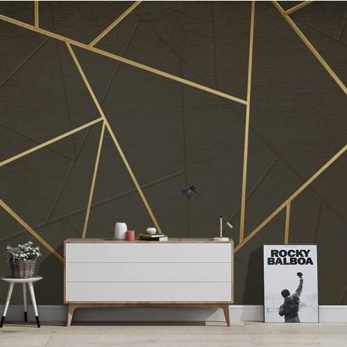 Modern Abstract Geometric Wallpaper Living Room TV Sofa Office 3D Stereo Golden Stripe Mural HD Background Wall Papel De Parede