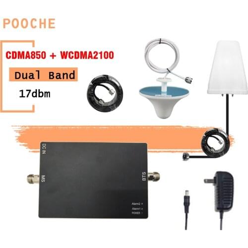 2020 850MHz 2100MHz CDMA WCDMA Dual Band Cell Phone Signal 2G 3G Repeater Booster Amplifier Extender + Panel Antenna for Indoor