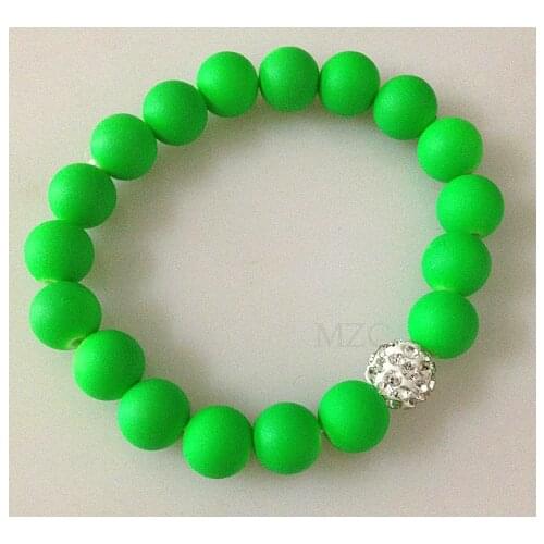 Can Choose Color New Green Neon Fluorescence Candy Color Beads Disco crystal Bracelet Ball Stand Stretch Bracelets