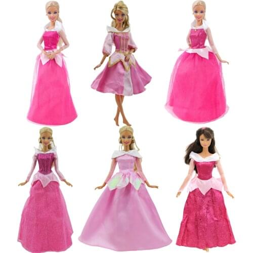 High Quality Fairy Tale Dress Rose Lace Skirt Cosplay Princess Gown Party Skirt Clothes for Barbie Doll Accessories Kids Toy