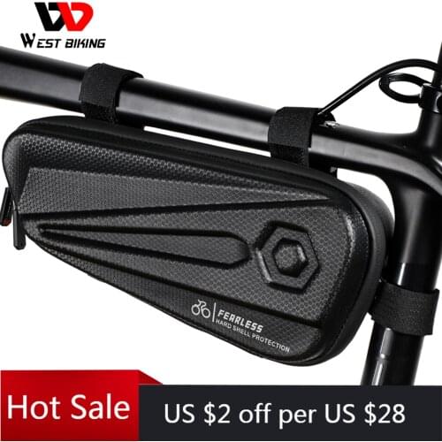 WEST BIKING Bike Bicycle Bag Front Tube Frame Triangle Hard Shell Bag Waterproof Road Cycling Triangle Pouch Bike Accessories