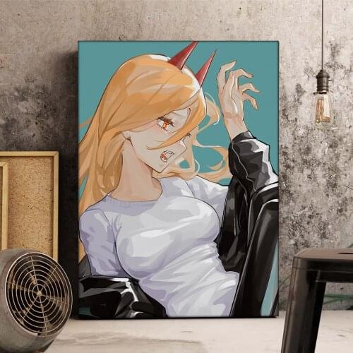 WTQ Chainsaw Man Japan Anime Poster Cartoon Canvas Painting Retro Poster Wall Decor Wall Art Picture Room Decor Home Decor