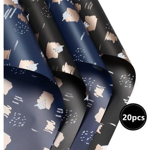 20pcs Graffiti Print Gold Print Waterproof Flower Wrapping Papers Bouquet packing Papers Valentines Day Gifts Supply