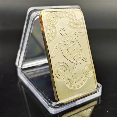 2011 Australia Gold Bullion Bar Tortoise Design Elizabeth Gold Plated Souvenir Bar Coin