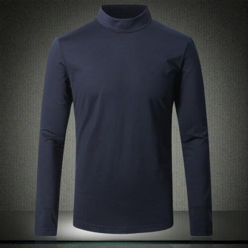 2020 New Fashion 5XL Turtleneck Designer Solid Men T Shirt O Neck Long Sleeve Basic Tshirt Plus Size M- 4XL #8888