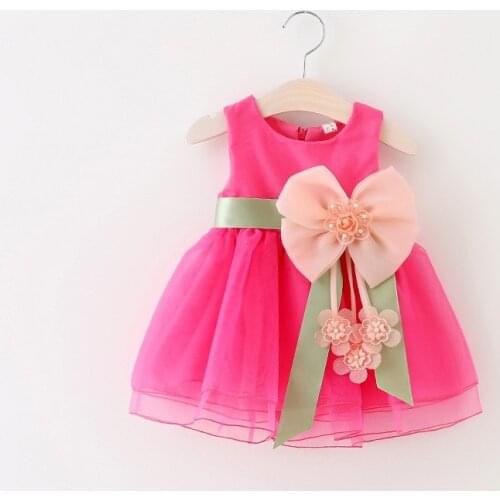 2020 New Summer Baby Girls Dresses Princess Bow Weddings Dress Kids Birthday Party Dress Costume Children Clothing For 0-3 Year