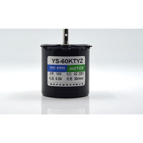 60KTYZ 14W permanent magnet synchronous AC slow speed motor, forward and reverse, single phase 220v