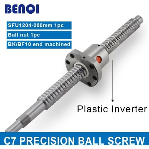 Free shipping rolled thread SFU1204 200mm ball screw C7 precision with 1204 single ball nut for CNC parts BK/BF10 end machined