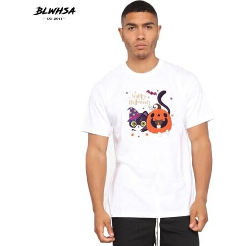 BLWHSH Happy Halloween Print T Shirt Men Fashion Short Sleeve Summer T-shirt Cartoon Halloween Men Plus Tops Tees Clothing