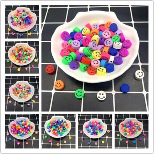 30pcs10mm Smiling fruit Love Face Beads Polymer Clay Spacer Loose Beads For Jewelry Making DIY Handmade Jewelry Crafts