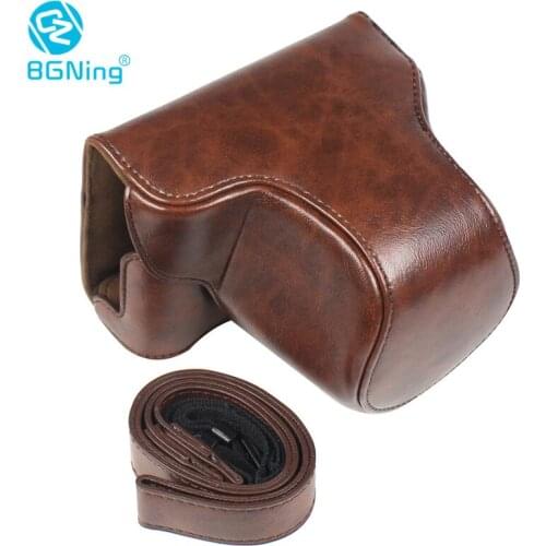 BGNING Digital Camera Bag PU Leather Case for Fujifilm XA5 XA7 XA20 XA10 15-45mm Lens Cover with Bottom Opening Camera Case