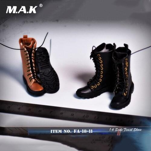 Black/Brown Colors 1/6 Agent team Trendy Leather Boots Leather Shoes Solid Inside Accessory 12 inches Action Figure