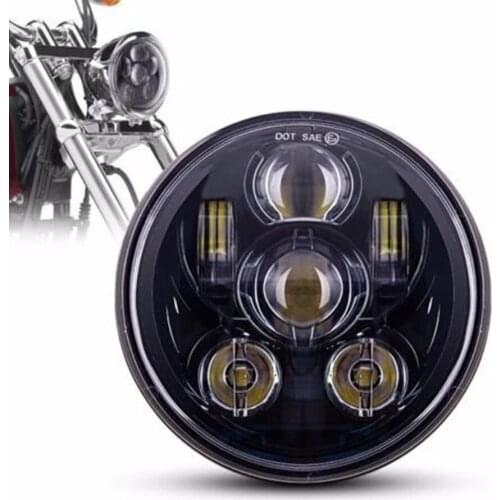 Black 5-3/4'' 5.75'' H4 moto Projector LED Headlight For Harley Motorcycle